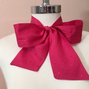 Vintage minimalist Magenta Art Deco polka dotted Bow Neck Scarf twilly